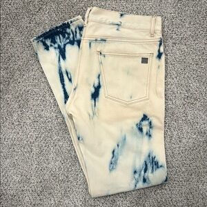 Palm Angels Cream and Blue Tie-Dye Slim Straight Jeans